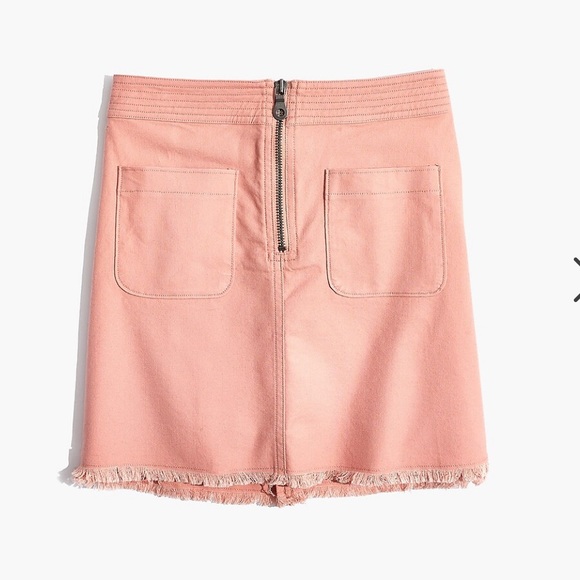 Madewell A- Line Zip Pink Mini Skirt with Raw Edged Hem in Cotton Size: 8 - Picture 9 of 9